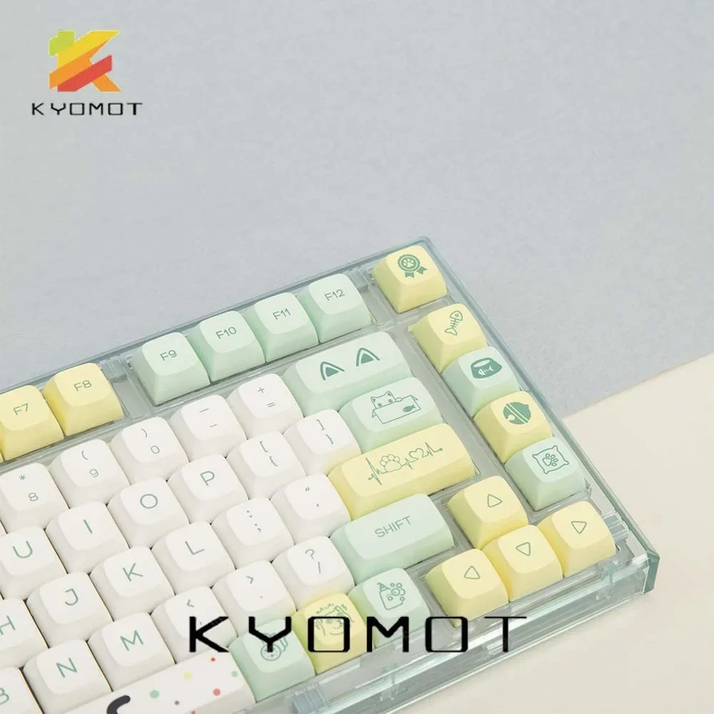 Kyomot 131 teclas bonito gato tema keycaps pbt dye sublimação xda perfil para mx switch teclado mecânico 61/64/68/87/96/104/108