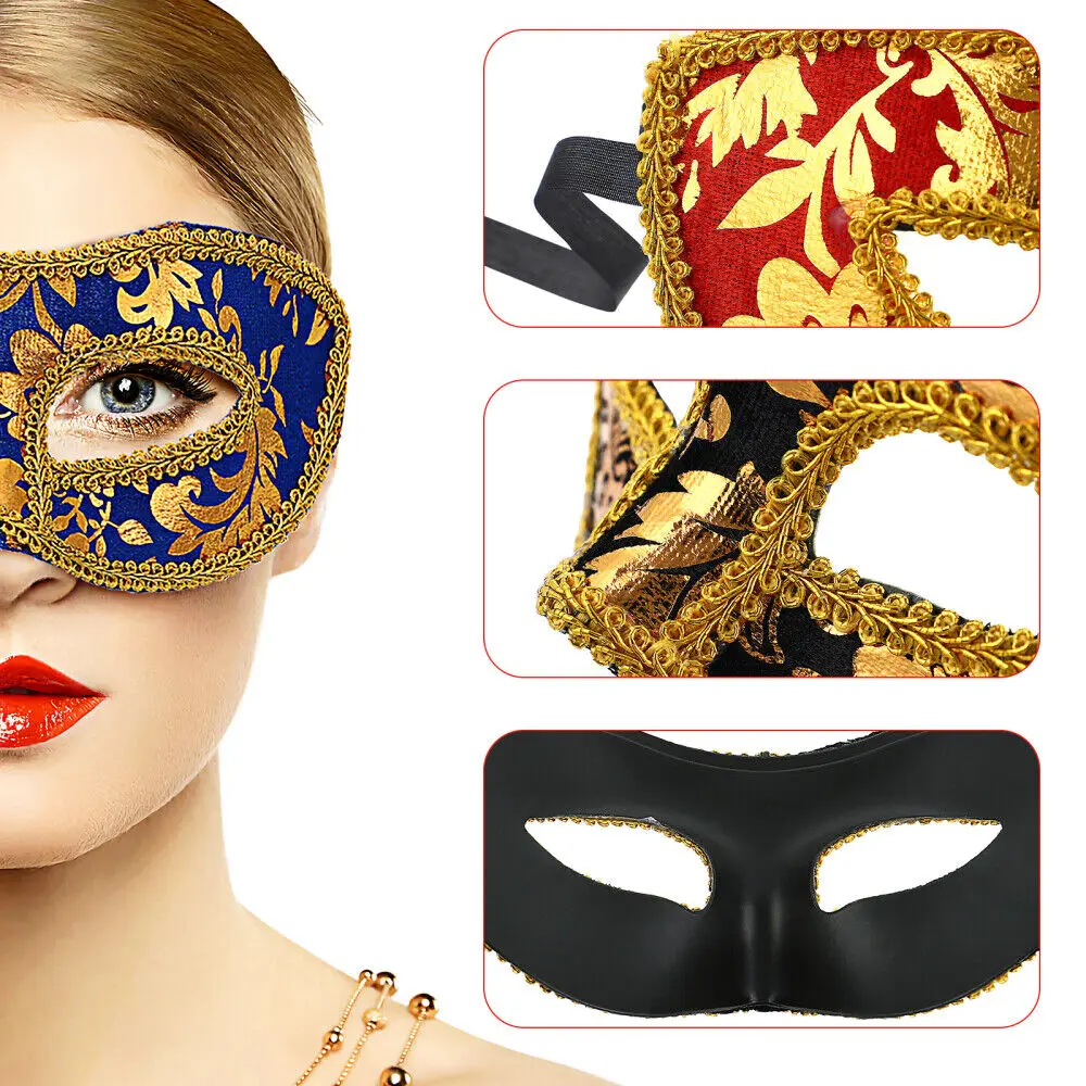 7/14/28Pcs Mardi Gras Carnival Mask Venetian Masks Vintage Antique Masks Masquerade Masks Unisex Half Face Party Masks 7 Colors