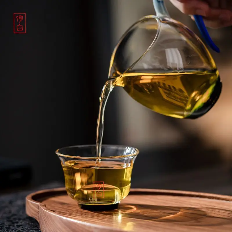 He Bai Borosilicate Phoenix Tail Flower Master High Temperature Resistant Glass Cup Large Household Chinese Kung Fu Tea Set