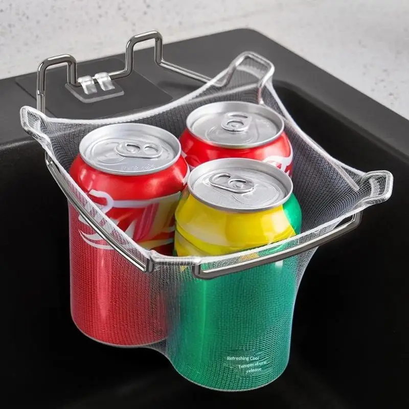 Kitchen Filter Mesh Strainer, Stainless Steel Sink Net Shelf, Corner Drain Rack Stand.