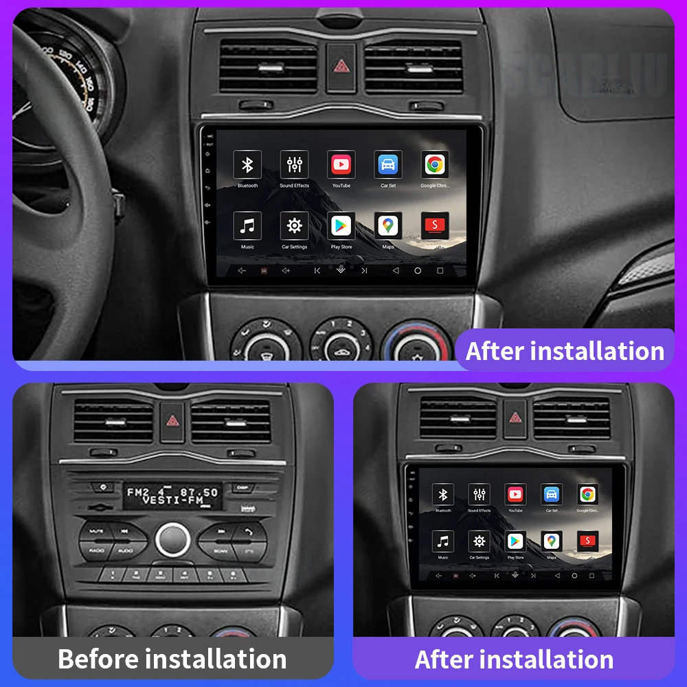 2 Din Android 13 Carplay Car Radio For LADA BA3 Granta Cross 2018 2019 GPS Navigation Multimedia Player DSP Stereo DVD Head Unit