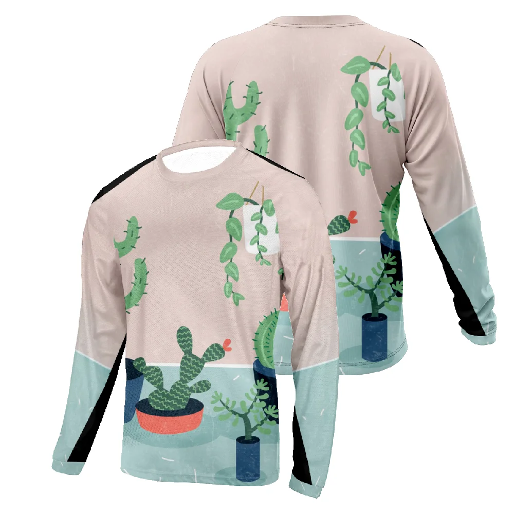 

Succulent plants crew neck sweater men's and women's clothing high street trend Fashion couple round neck long sleeves Tiger2