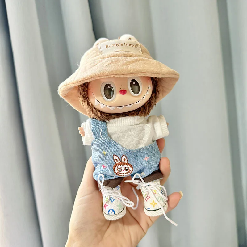 17cm Labubu I II Idol Dolls Cute Mini Plush Doll'S Clothes Korea Kpop Exo Idol Dolls Overalls Clothing DIY Accessories Gifts