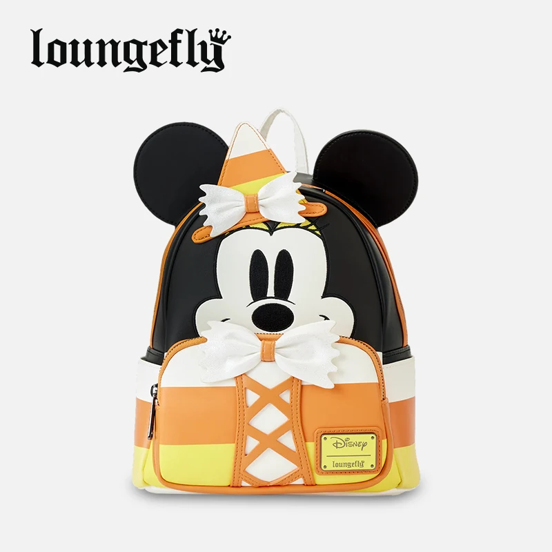 2024 New Loungefly Disney Cute Cartoon Minnie Corn Candy Mini Night Light Backpack Genuine Birthday Gift For Friend Girl