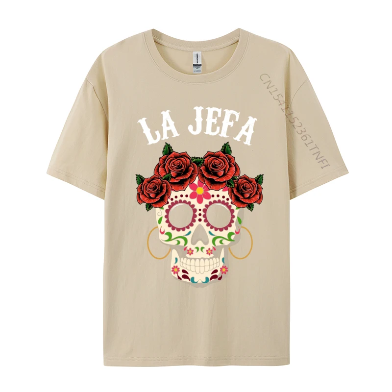 La Jefa Sugar Skull Apparel Mexican Dia De Los Muertos Dead Tops Tees Loose Gift Combed Cotton Men T Shirts Hip hop T Shirt