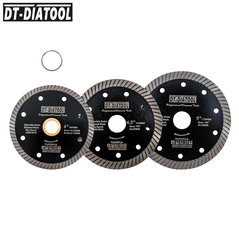 DT-DIATOOL 2units Diamond Saw Blade Superthin Turbo  Hard Material Ceramic Tile Granite Dia 4/4.5/5inch Diamond Cutting Disc