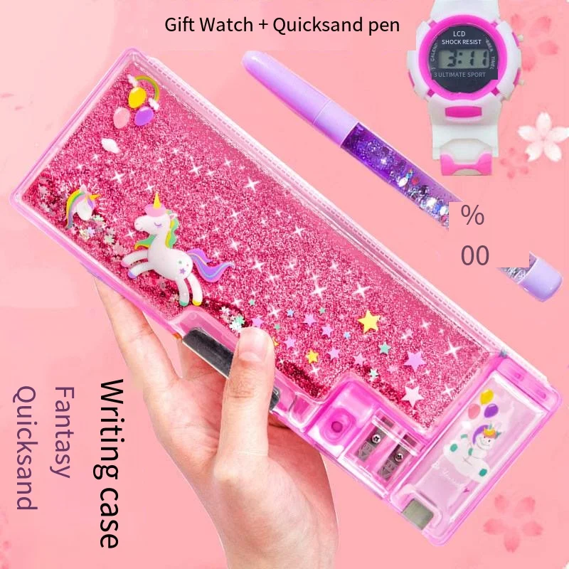 Quicksand Stationery Box Primary School Girls Multi-Functional Pencil Bag Pencil Box Girl Boy Children Cartoon