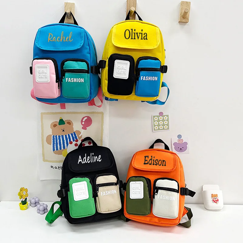 New Colored Children's Bag Personalized Baby Backpack Double Pocket Large Capacity Birthday Gift  Backpack School Bag