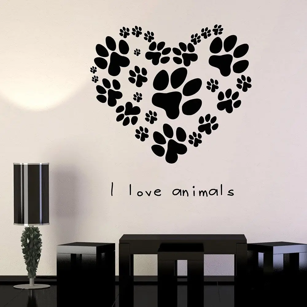 Dog Paw Print Cat Wall Stickers for Living Room Pets Veterinary Clinic Animal Love Vinyl Wall Decal Decor Pets Shop Art W381