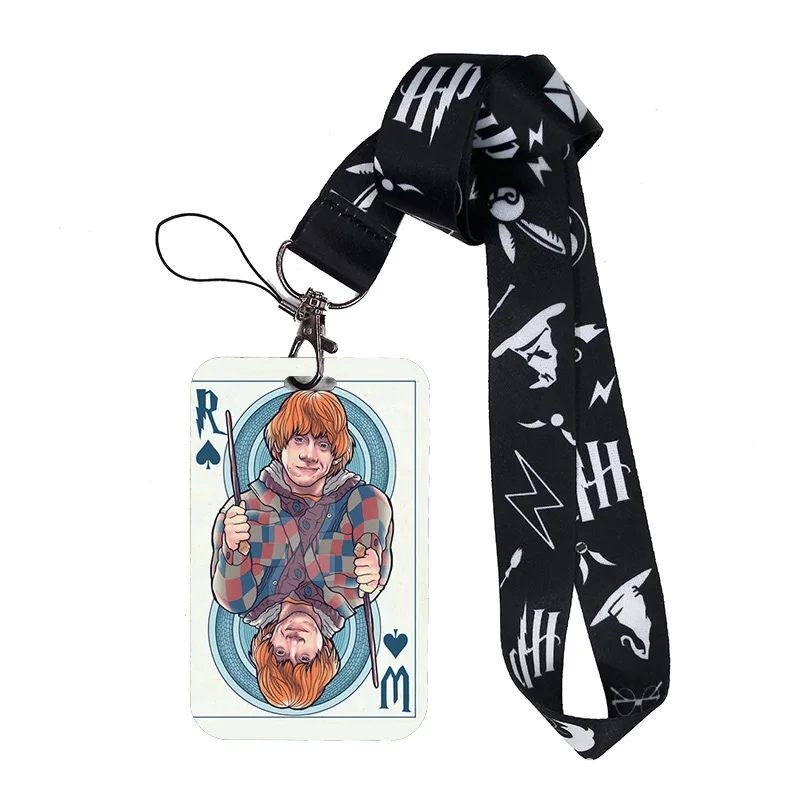 2023 Harry Potter Card Cover Anime Cartoon Subway Bus Card Case Portable Long Rope Neck Strap Identity Badge Card Holder Gifts