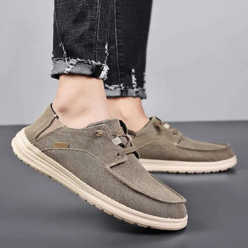 New Men's Casual Shoes Breathable Canvas Shoes Lightweight Men's Vulcanized Shoes Soft Flat Shoes Outdoor Men's Sneakers Loafers