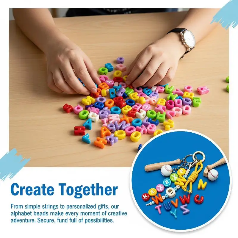 250 Grams 6mm Hole Letter Beads Mix A To Z For DIY Jewelry Making Kit Bracelet Key Chain And Educators To Learn Letters