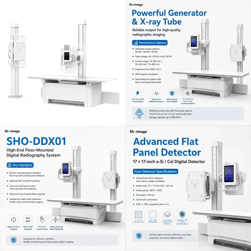 40kW 500mA CE Certified Flexible Digital Static Electricity Powered Medical Imaging X-ray Equipment for Hospital Use