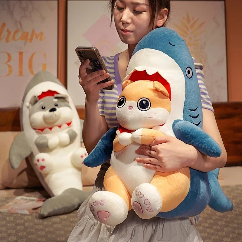 

40/70CM Cartoon Super Cute Fluffy Creative Shark Cat Dog Plush Decor Doll Soft Animal Toy Child Baby Girl Nice Gift Wholesale