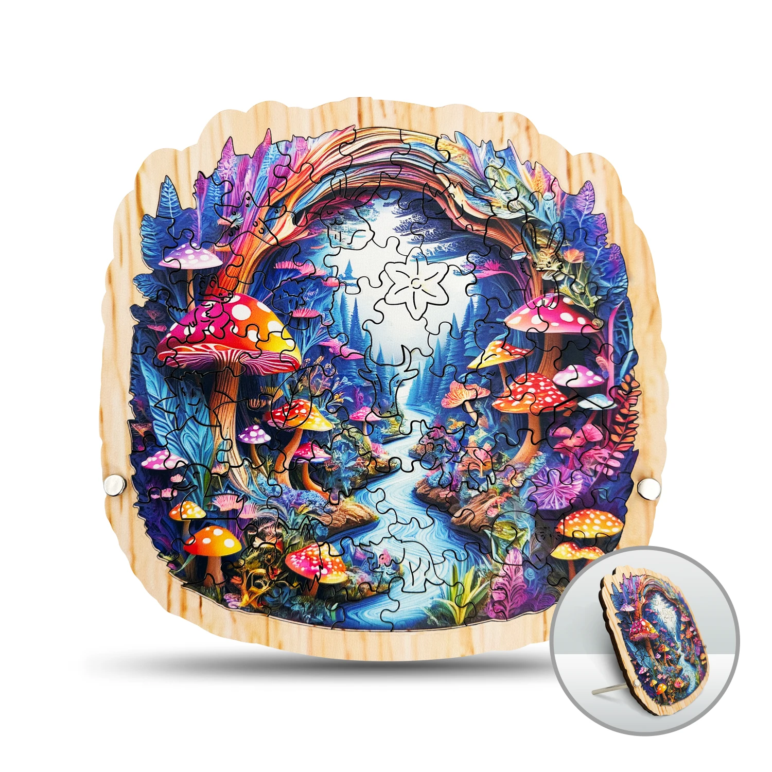 

80-elementowa деревянная головоломка для дома с грибами для взрослых с опорной пластиной, деревянные пазлы уникальной формы, современный художественный домашний декор