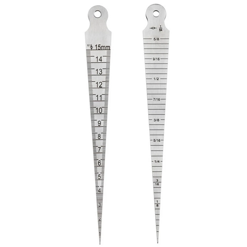 2Pcs Taper Gauge Feeler 1-15mm Stainless Steel Gap Hole Measuring Tool 0.7mm 2mm Thickness Gauge Set For Measurement Gap