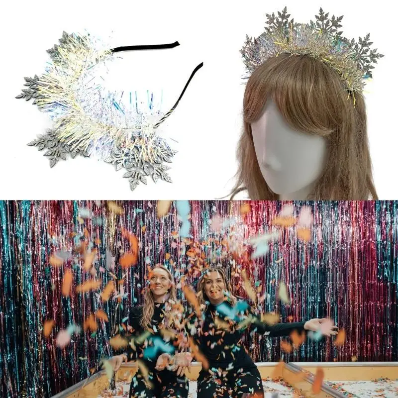 652F Trưởng Thành Thanh Thiếu Niên Tinsels Đầu Hình Bông Tuyết Tóc Vòng Carnivals Đảng Mũ Trụ Hứa Đảng Trang Phục Hóa Trang Đạo