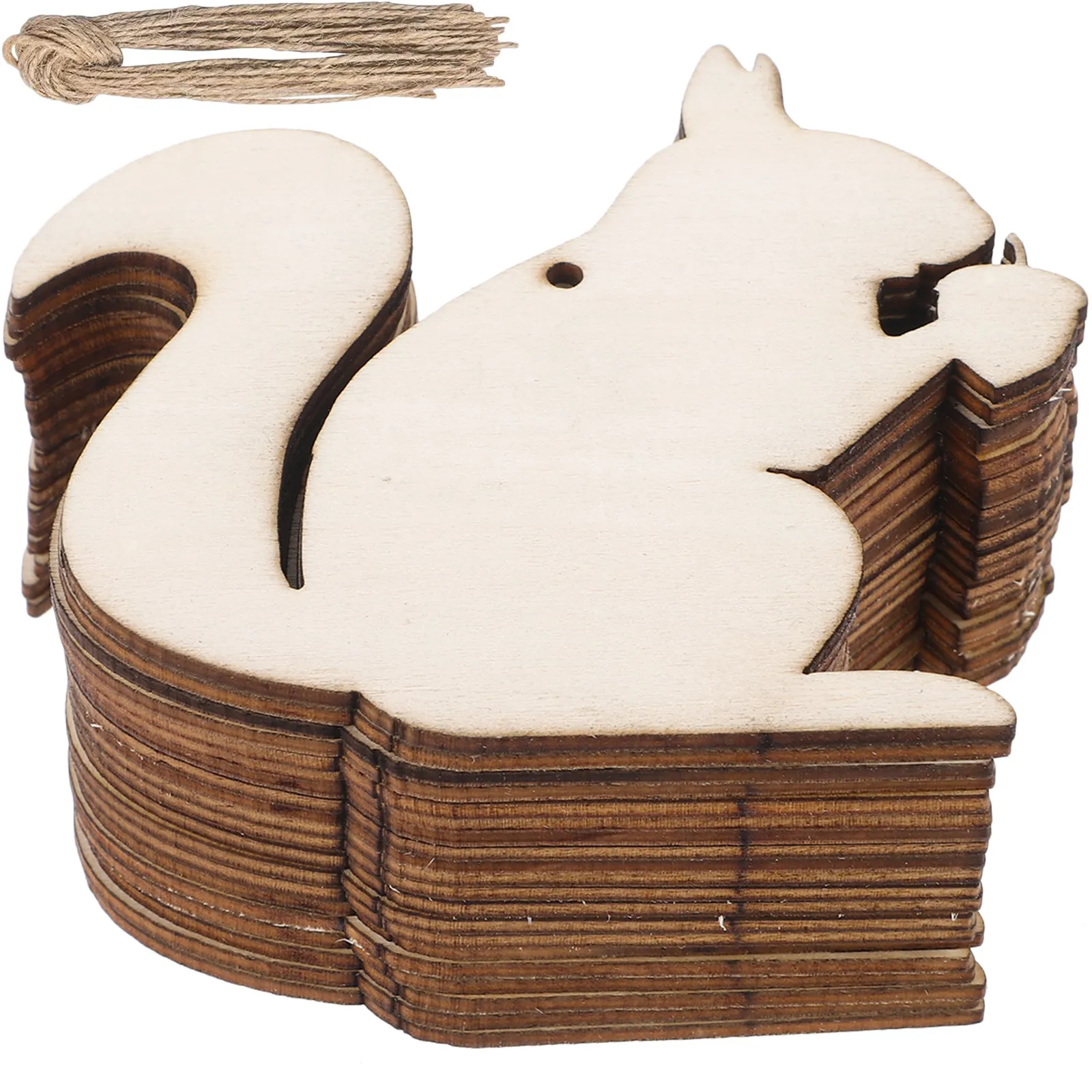 20Pcs Squirrel Wooden Cutouts Unfinished Wood Pieces for DIY Crafts Hanging Decor Wood Slices for Painting Graffiti Craft
