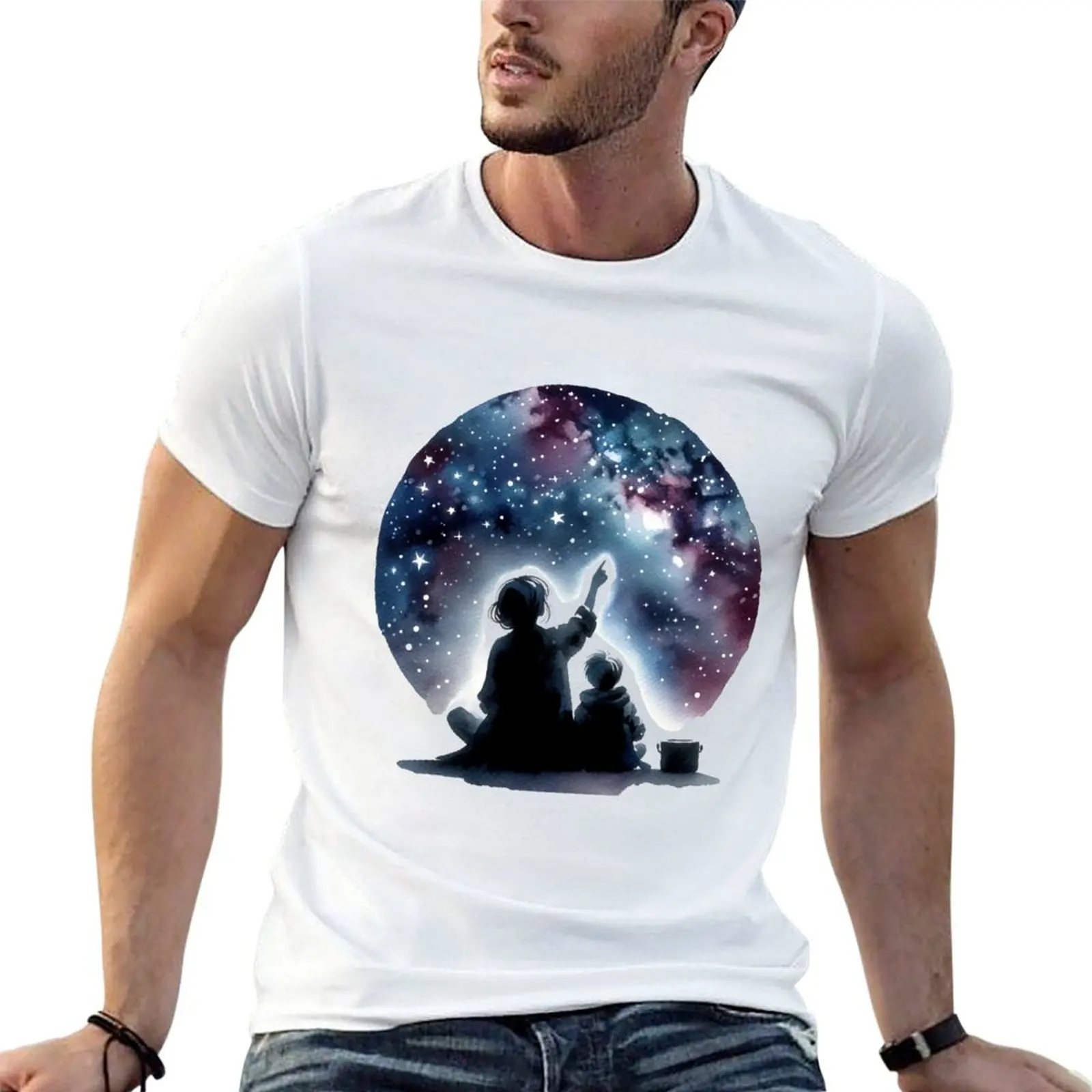 Searching for the milky way T-Shirt Basic All Season Solid T-Shirt