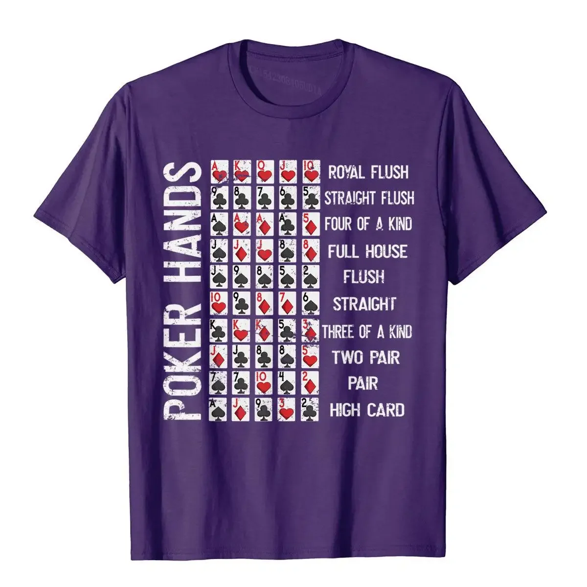 Poker Hands Cheat Sheet Card Casino Games Funny Player Gift T-Shirt T Shirt Tees Funny Cotton Crazy 3D Style Mens