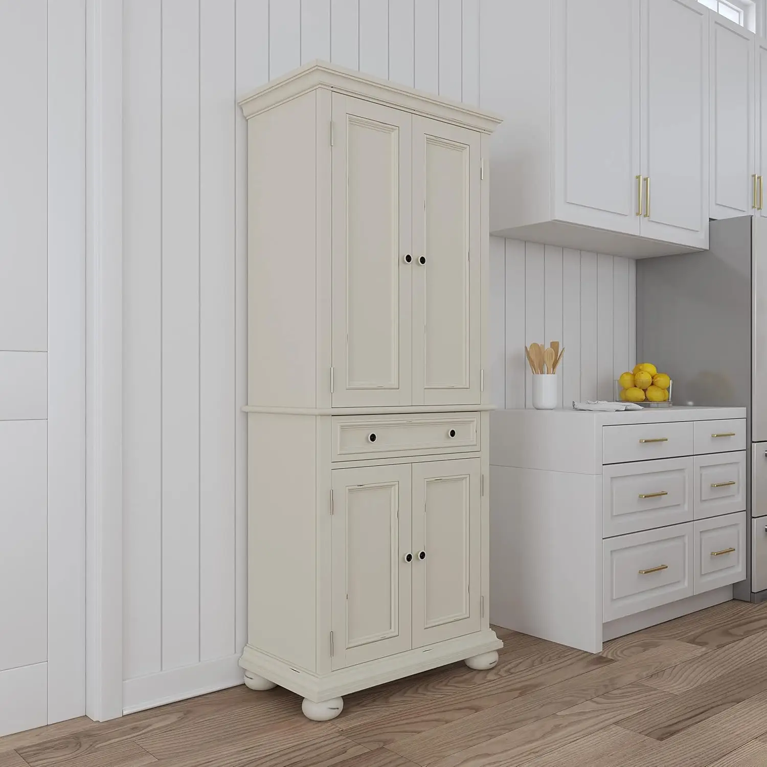 Dover 71.5 Inches High by 30 Inches Wide with Drawer and Adjustable Shelves White.