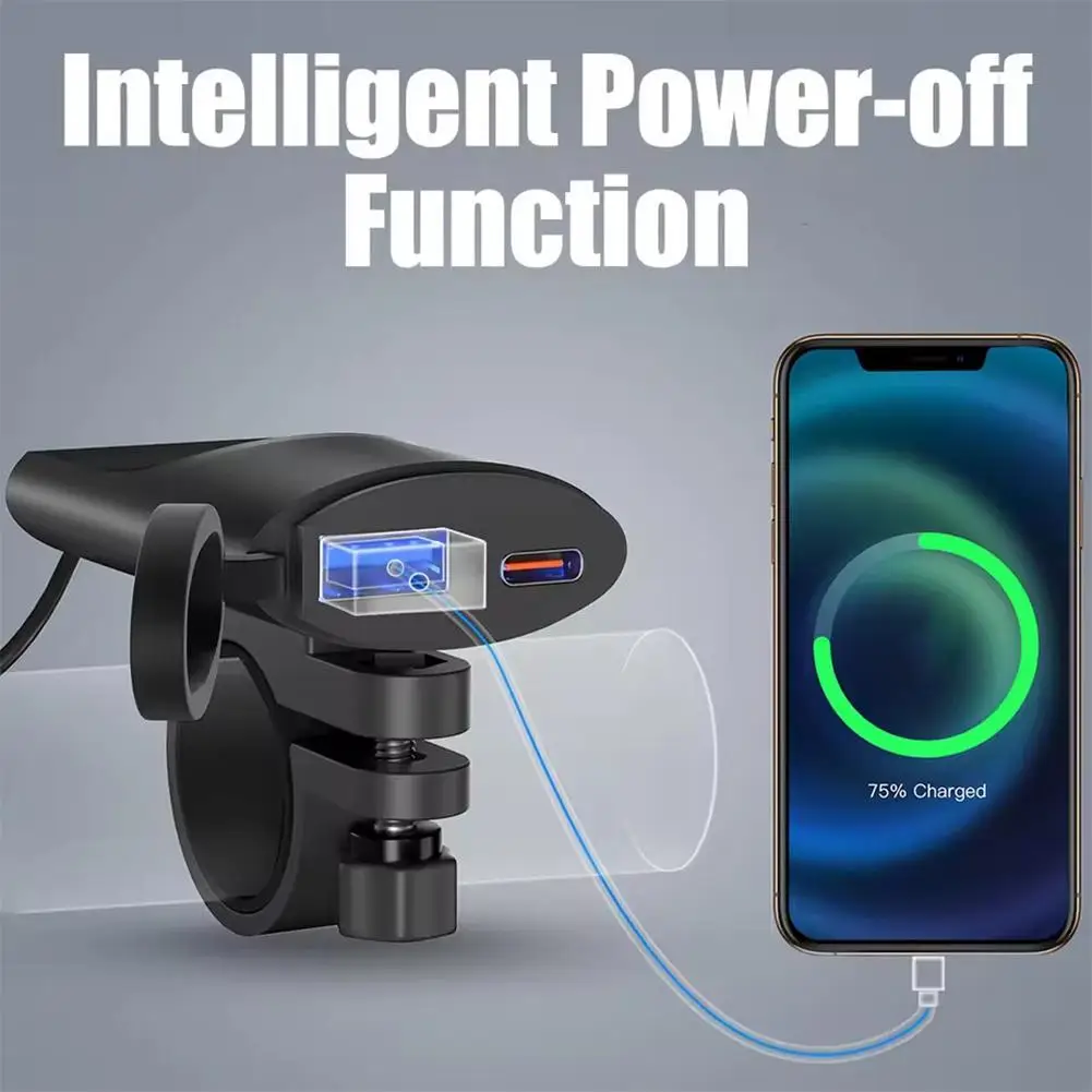 

30W USB-C Motorcycle Charger IP67 Waterproof Handlebar Mounting Bracket for Digital Camera & Phone Charging Z3Q2