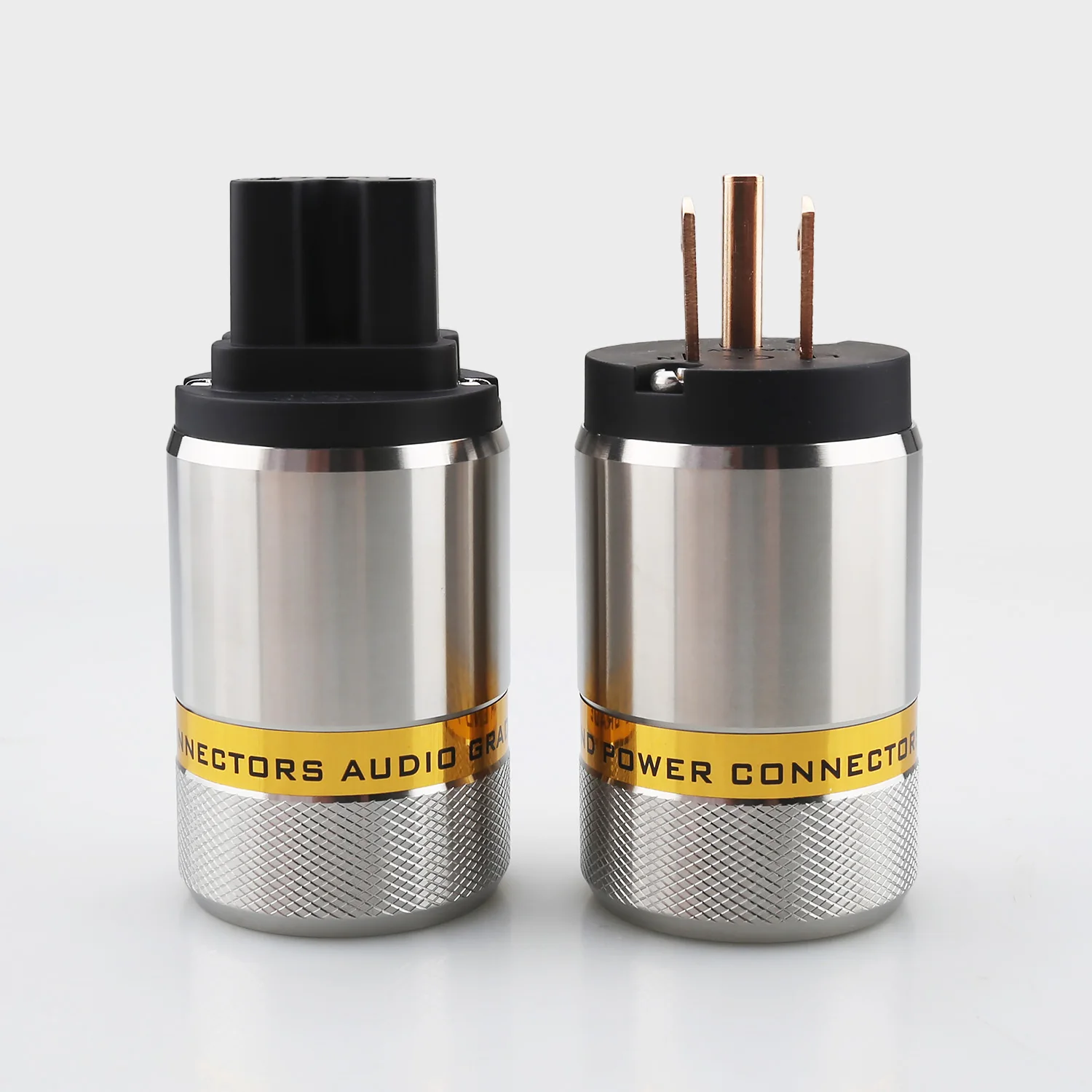 

audiocrast Pair Stainless steel Phosphorus Copper US Power Connector C15 IEC Female Plug Male Female Electric Power Plug