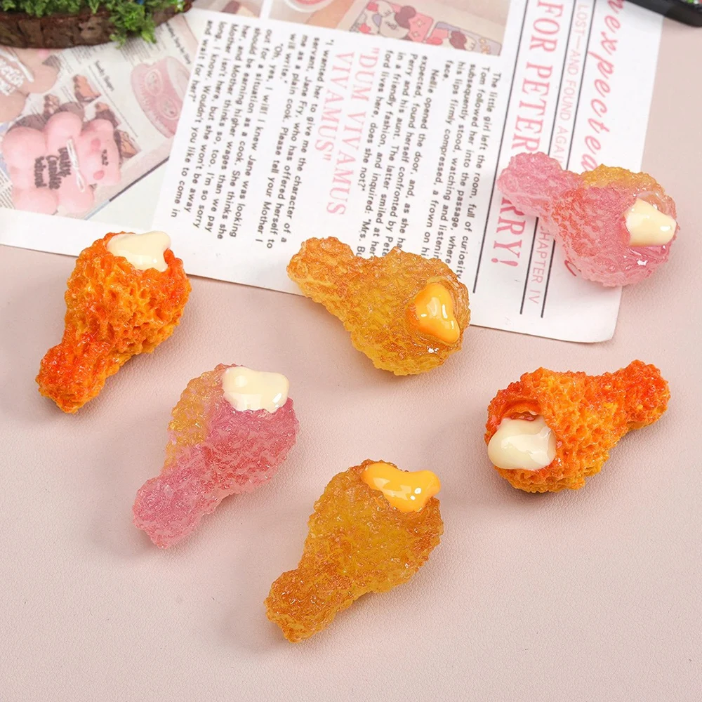 5PCS Chicken Drumsticks Series Miniature Flat Back Resin Cabochons For Hairpin Scrapbooking DIY Home Decor Craft Accessories