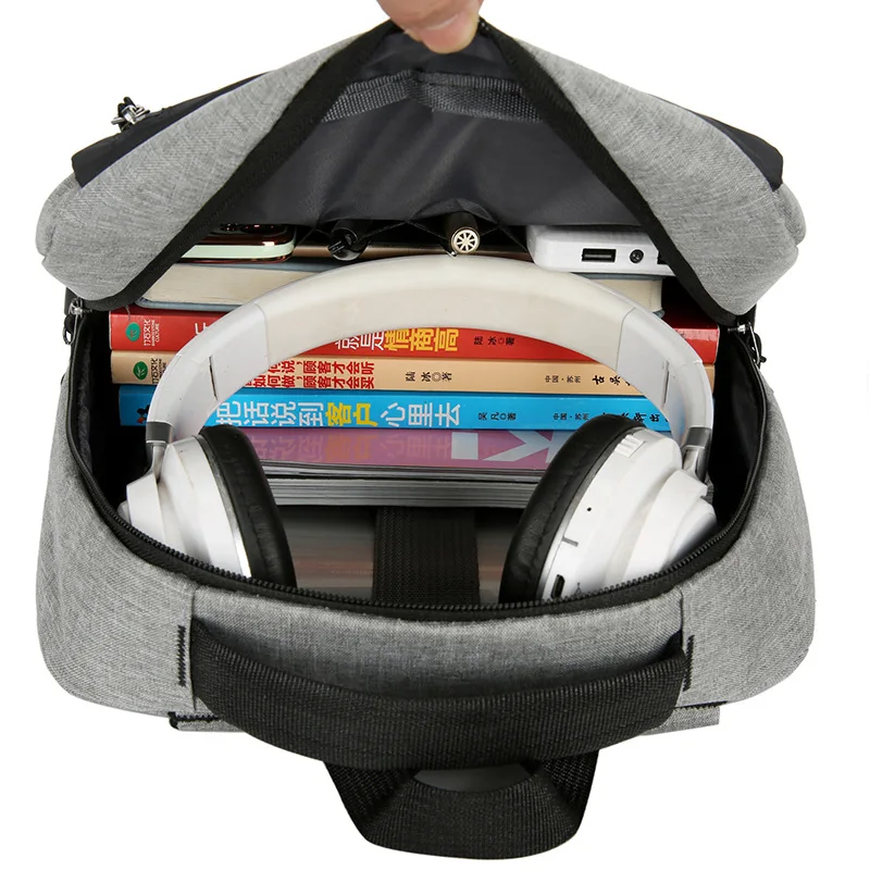 New Backpack Men's Business Computer Bag USB Interface Solid Color Large Capacity Wear-resistant Travel Bag Schoolbag Wholesale