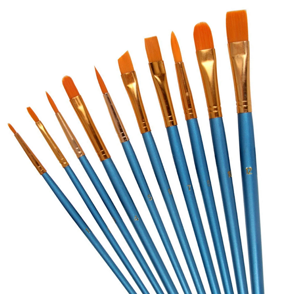 

10 Pieces Watercolor Oil Painting Brush Set Round Pointed Tip Various Sizes Soft Hair for Painting Supplies Paint Brush