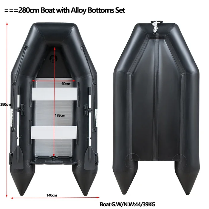 Inflatable Boat With Alloy Bottoms Set 1.2mm Thicken PVC Assault  V Shape Keel  Bottoms LUYA Fishing Set