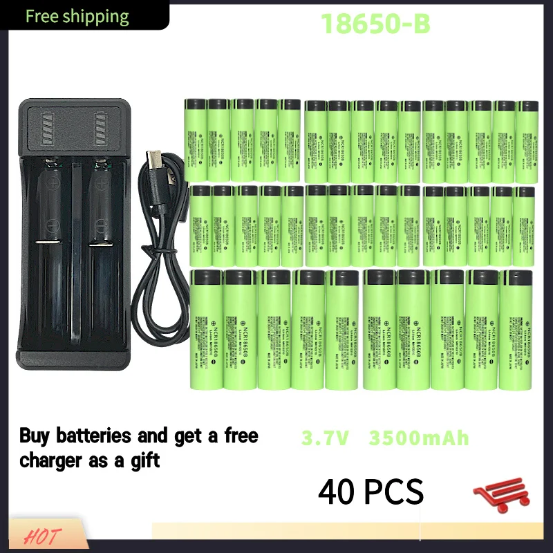 Free Shipping Air Express NCR 18650B 34B 3.7V 3500mAh 30A Discharge Lithium-ion Rechargeable Battery Charger for Monitoring