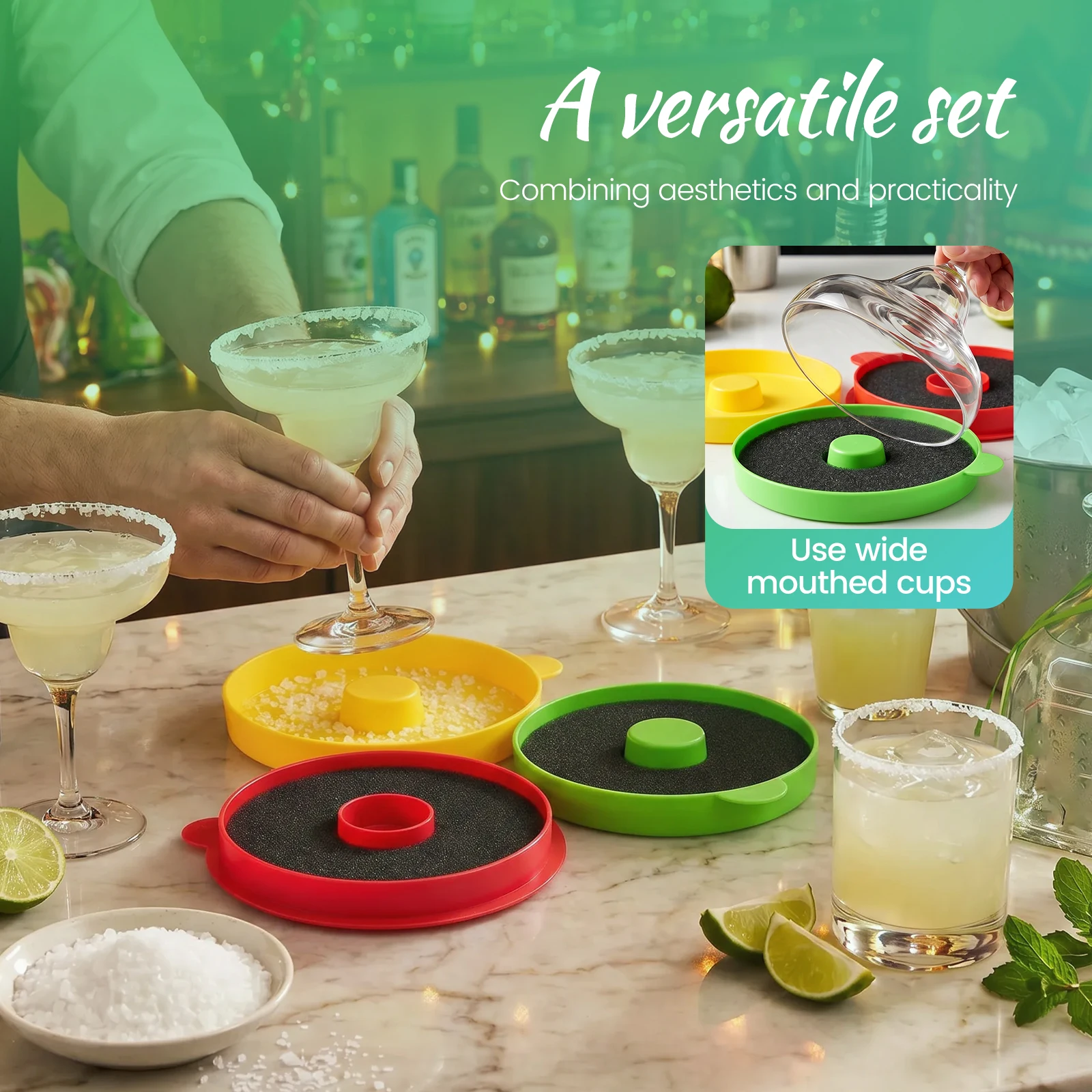 Margarita Salt Rimmer Glasses Decor Tray Cocktail Salt Rimmer Box Mixing Salt Sugar Rimmer Tray Bartender Tool Bar Accessories view 3