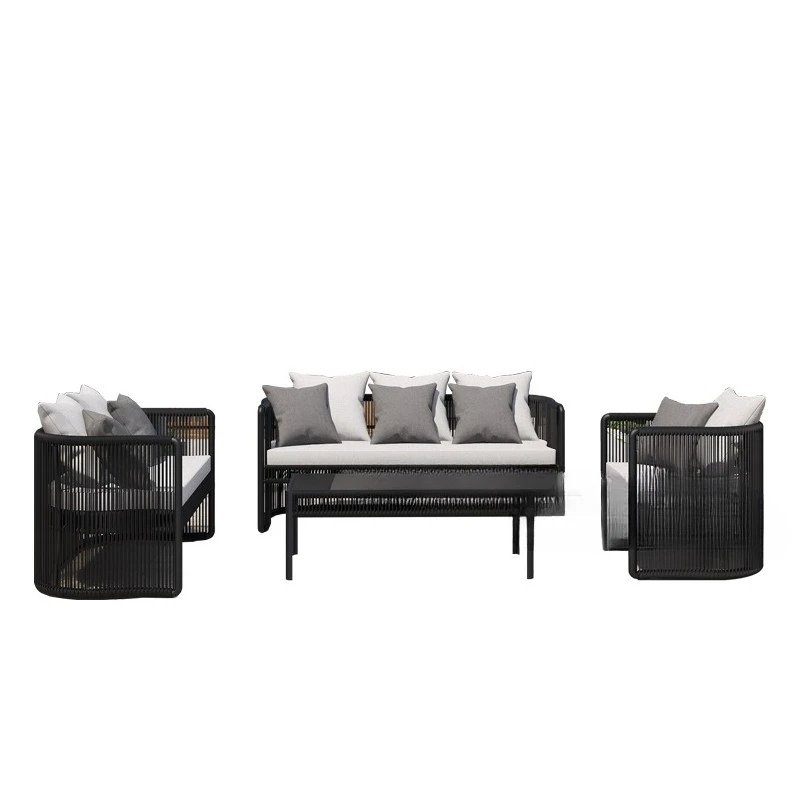 

Rattan chair three-piece outdoor balcony table outdoor courtyard rattan chair leisure small coffee table combination