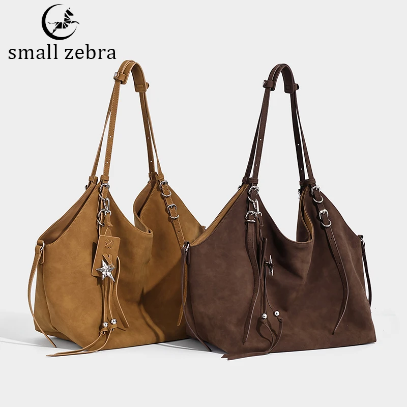 

Autumn and Winter Vintage Faux Suede Tote Commuter Bag Large Capacity Shoulder Bag With Purse