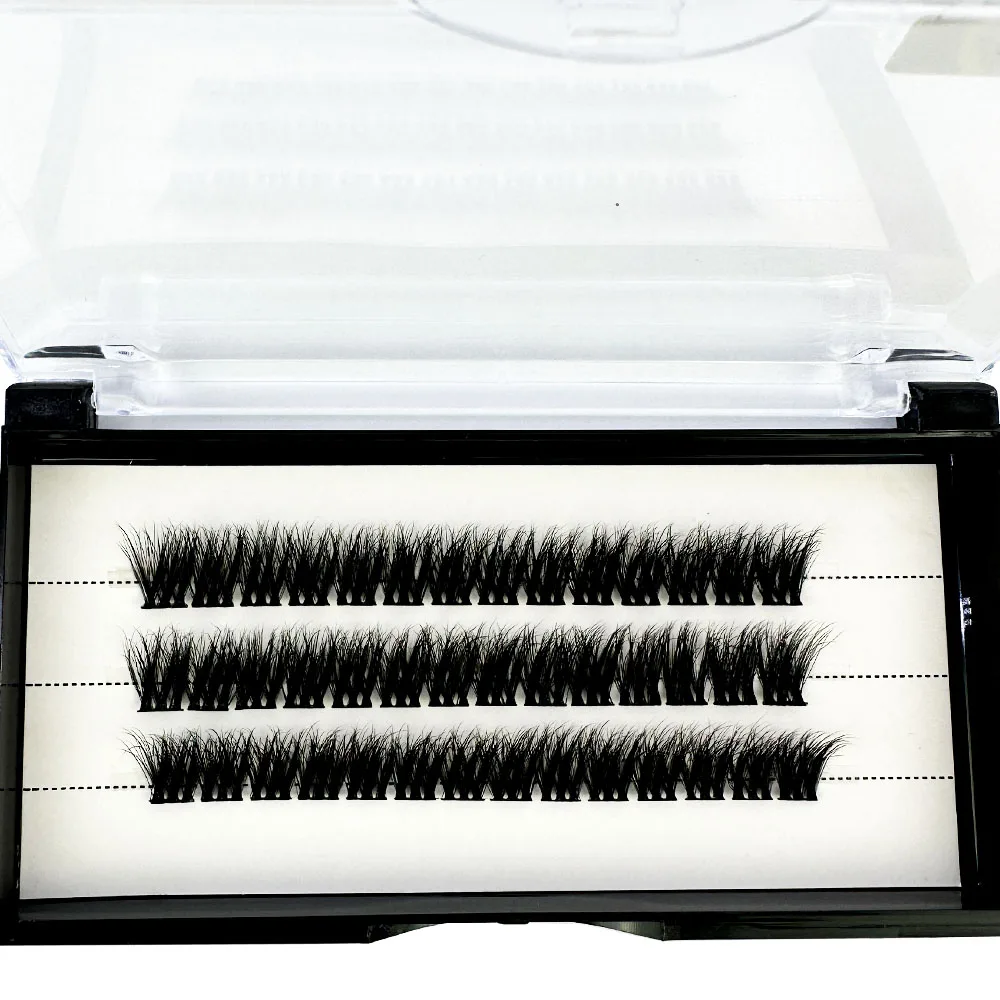 Wholesale 3D fluffy Soft Ribbon Segmented False Bundles Eyelashes DIY Individual Clusters Lash Extensions Faux Mink Lashes