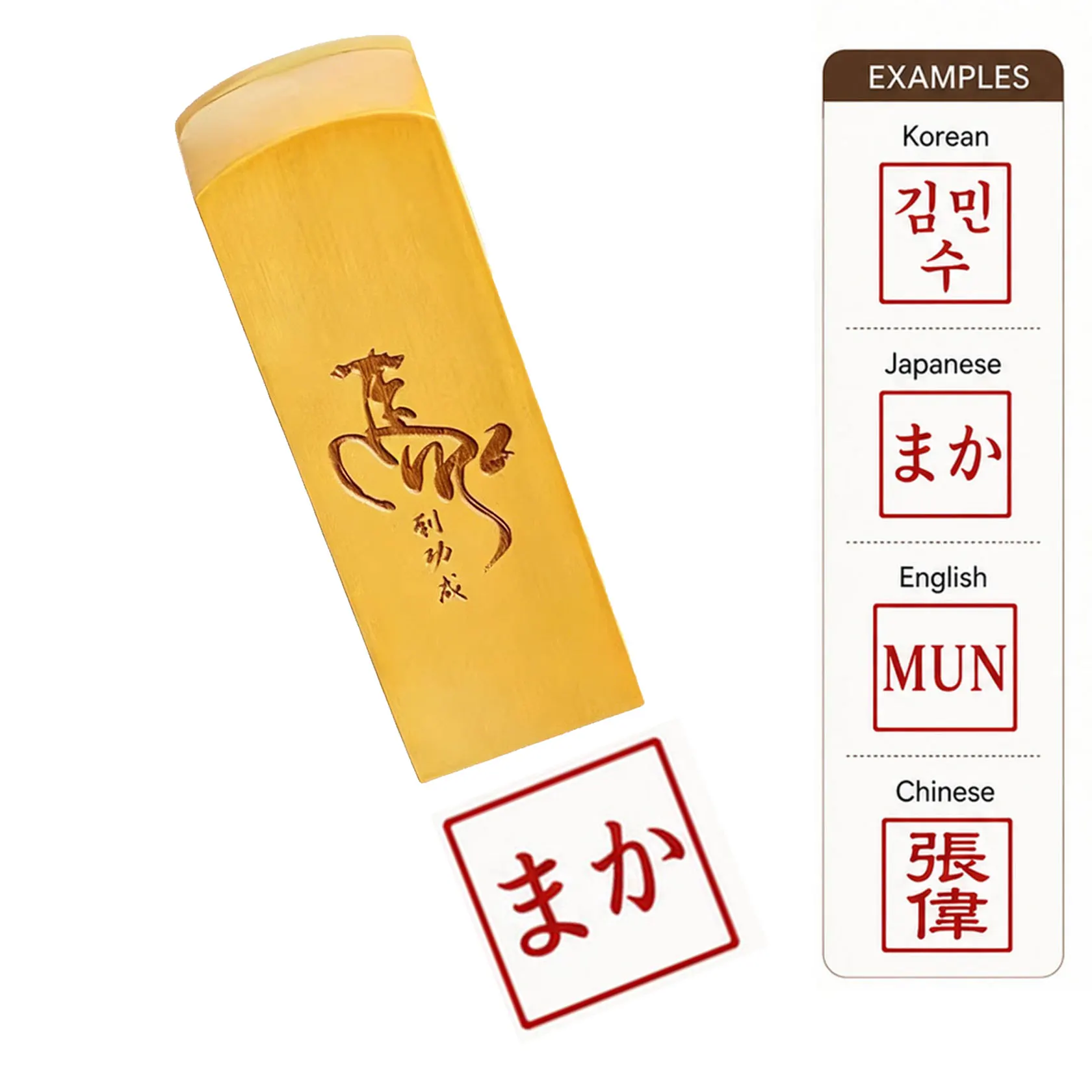 Custom Japanese Name Hanko Stamp Personalized Wood Seal Hand-Carved Kanji Square Round Chop with Red Inkpad