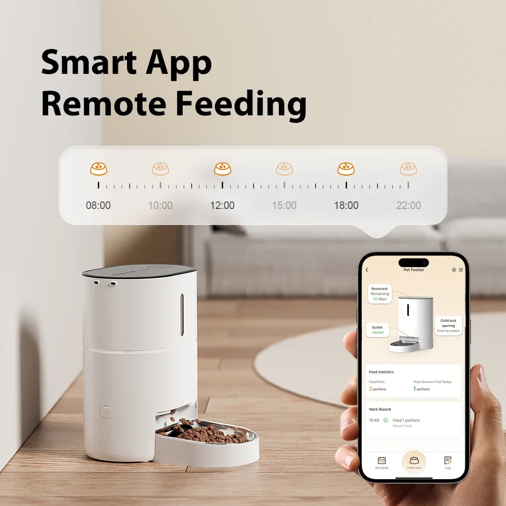 

4L Large Capacity Smart Pet Timing Dosing Machine Remote Management Dog Cat Food Automatic Feeder With Stainless Steel Bowl