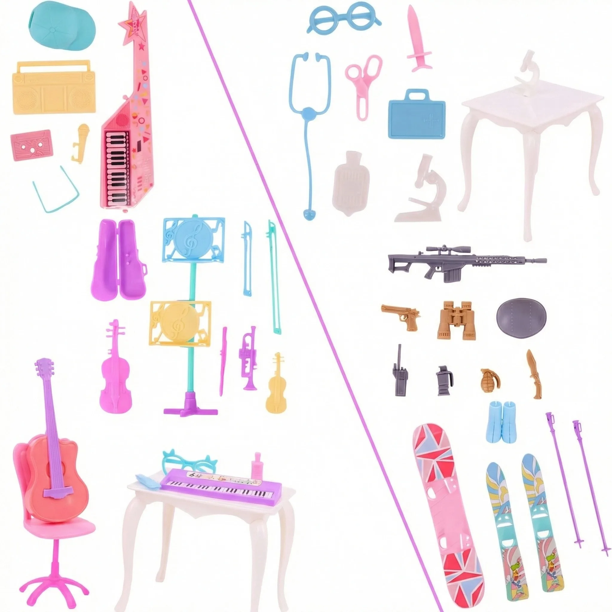 Mini Doll Accessories Multiple Instruments Piano Guitar Stethoscope Sports Equipment Skis For 30CM Doll&1/6 BJD Doll Clothes,Toy