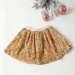 Sequined tutu skirt Midsize child skirt European and American children's skirt Gold pompadour skirt