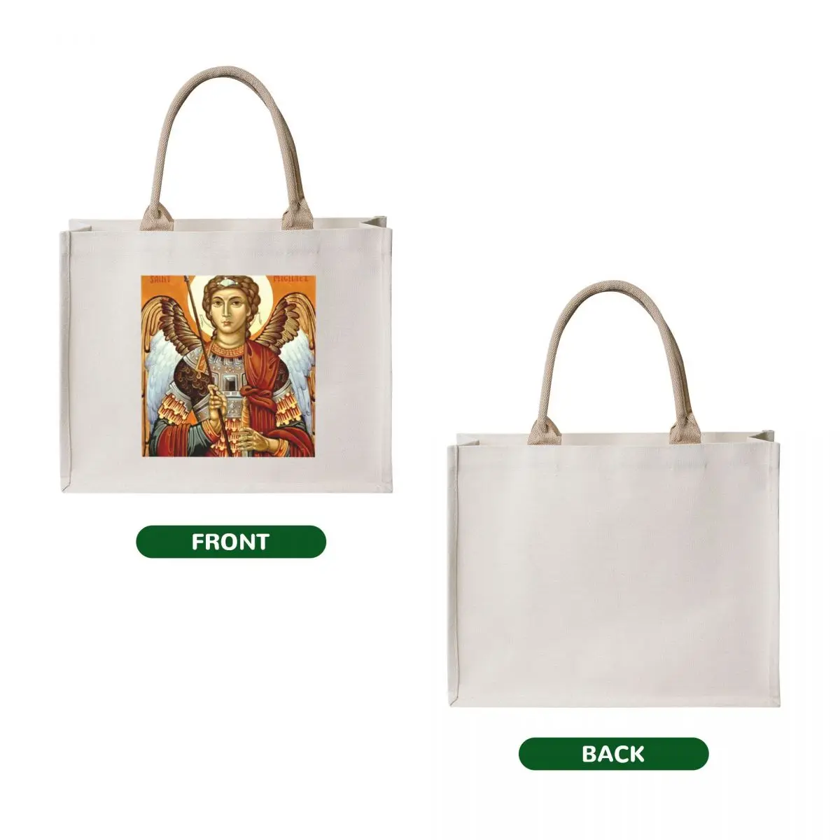 Icon of the Archangel St Michael, Protector of the home, by Olga Bileski Tote Bag tote bag woman female bag ecological bags