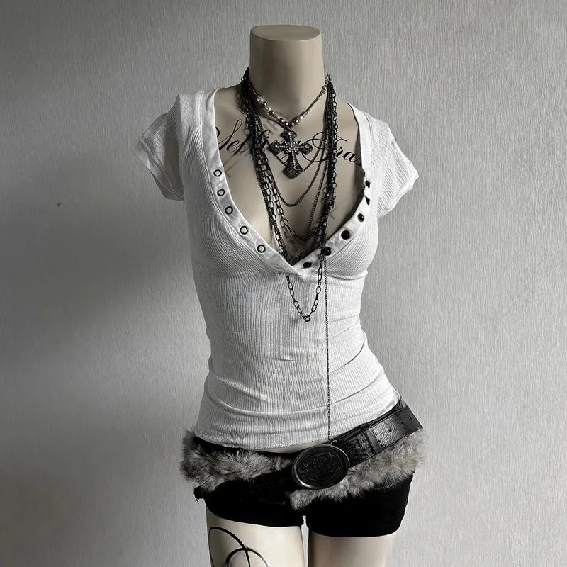 سترة علوية قصيرة بأزرار Y2k للفتيات Harajuku Sle بقصة ضيقة ملونة ربيع 2026 سترة Faion للسيدات/مخمل irt