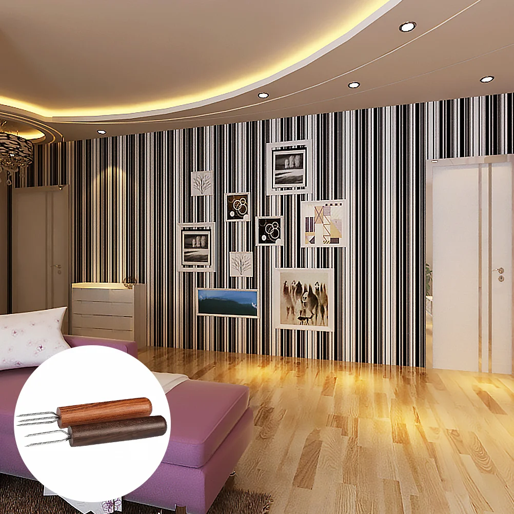 2 Pcs Tools Extension Needle Moxibustion Prolong Extender Durable Prong Sausage Pricker Wood Handle Fork