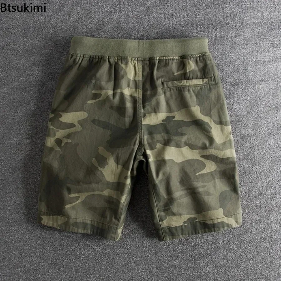 Pantalones cortos de camuflaje de alta calidad para hombre, pantalones cortos informales a la moda, cintura elástica, cómodos, holgados, personalizados, verano 2025