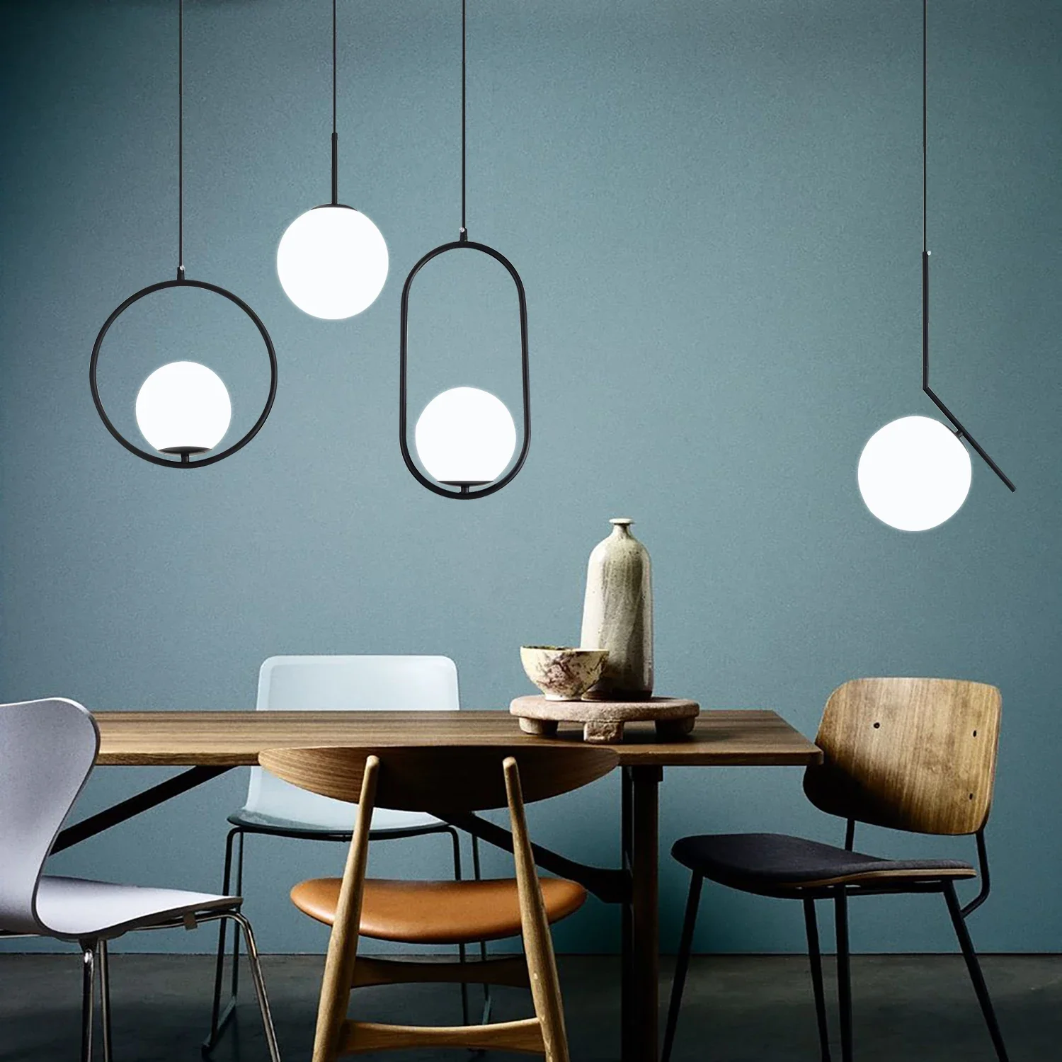 Lampade a sospensione a sfera di vetro nordico cucina moderna lampada a sospensione a LED sala da pranzo lampadario a sospensione in ottone nero cromato LightingL