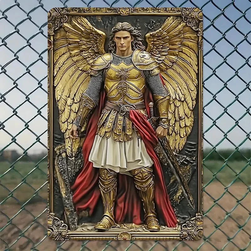 

Room Decor 1pc Aluminum Archangel Michael Sign, Retro Retro Wall Art, Decorative Plaque for Home, Office, Cafe, Bar