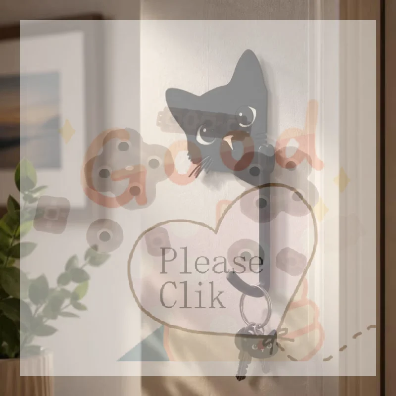 【HG】Creativity Funny Decorative Cat Hooks Cute 3D Printed Key Holder Home Decor Kitten Wall Hooks Home