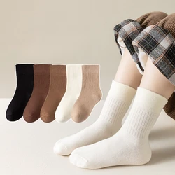 10 pairs of kidsren's socks for all seasons, boys' socks, pure color girls' socks, retro style cotton socks, medium and large kidsren's student socks