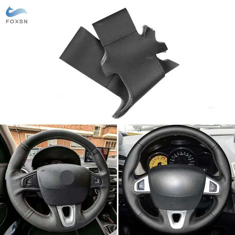 Car Black Line Steering Wheel Cover Trim For Renault Megane 3 2008-2016 Scenic 3 Grand Scenic Kangoo 2 Fluence ZE Nissan NV250