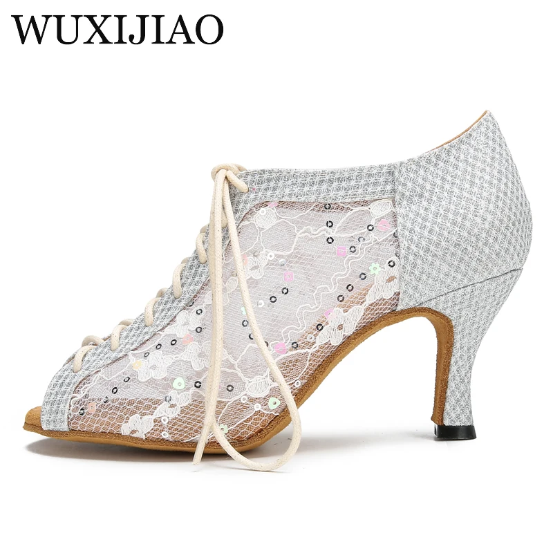 WUXIJIAO Women Latin Dance Shoes Ladies Dancing Shoes Woman Tango Ballroom Dance Boots High Heels Salsa Party Shoes Dancing Boot